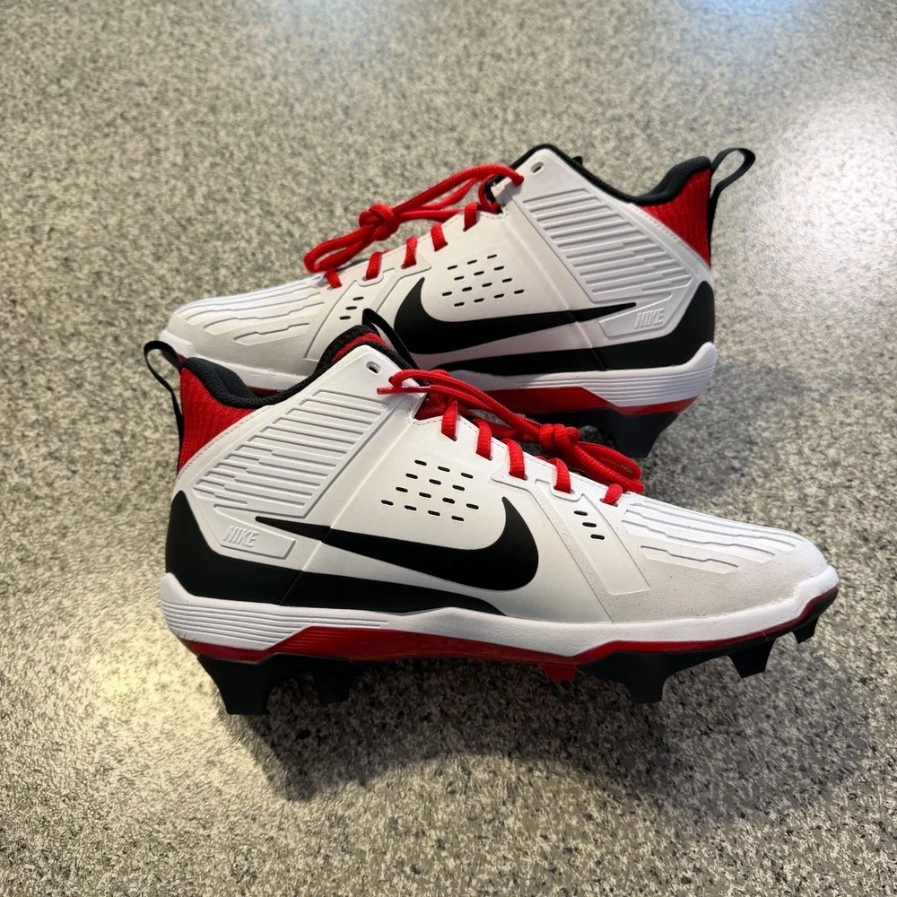 Nike Alpha Menace Strong Football Cleats Mens 9.5 II5139-102 White Red Bred